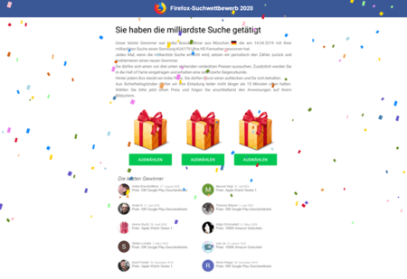 Screenshot Sie-haben-gewonnen - gehackte Webseite